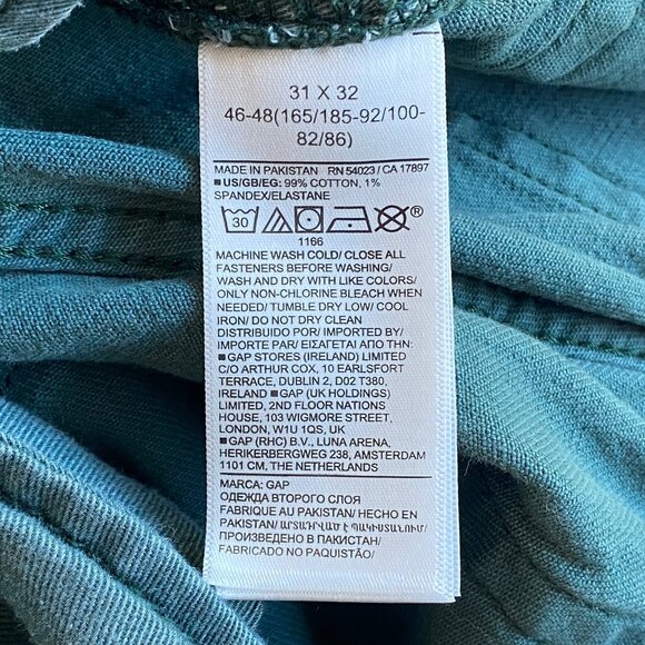 Gap Mens Straight Fit Flex Green Jeans Size 31 x 32 Denim 99% Cotton 1% Spandex - Picture 7 of 13